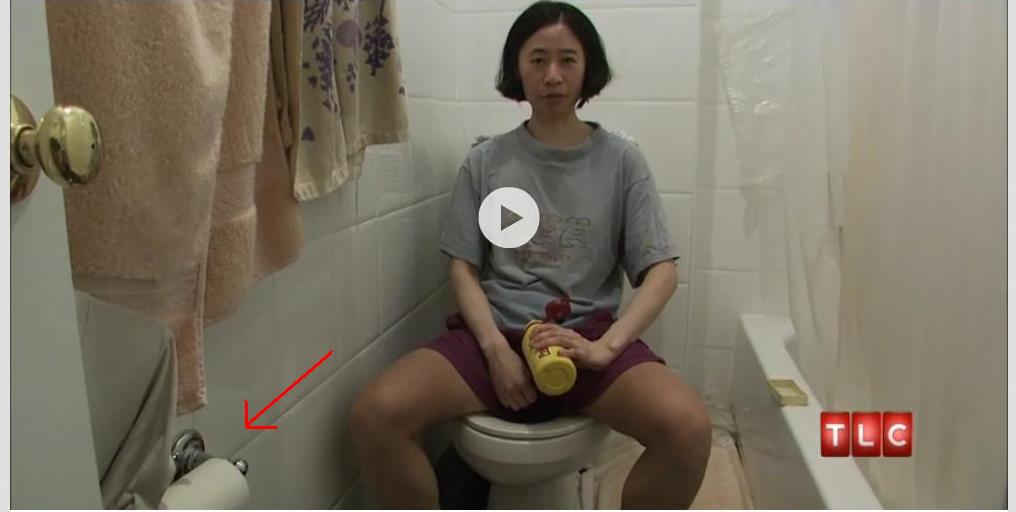 Woman on Toilet Shows How She Doesn't Use Toilet Paper
