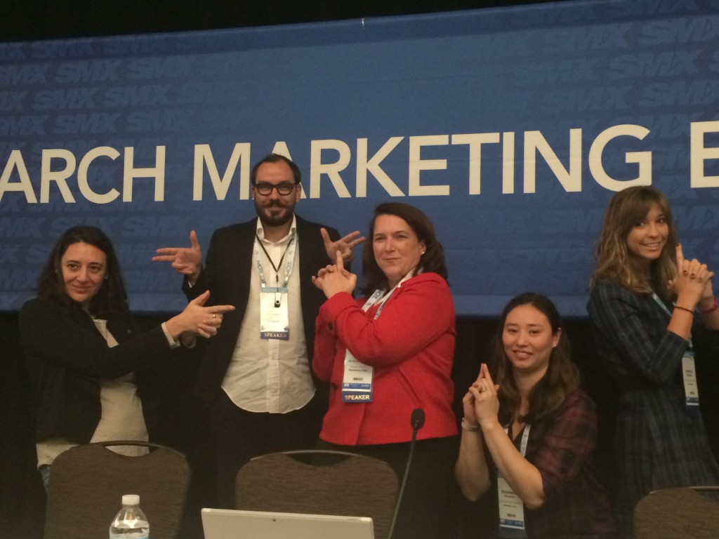 Five SMX West 2015 session speakers after the "Search and social" SMX session