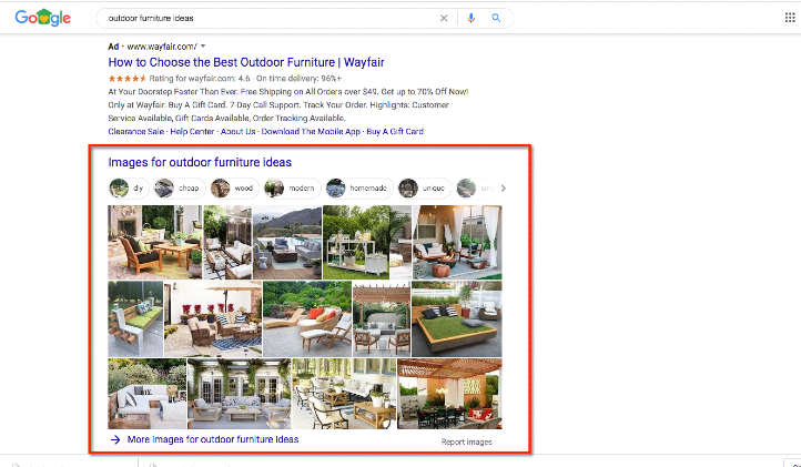 Google Web search with image results.