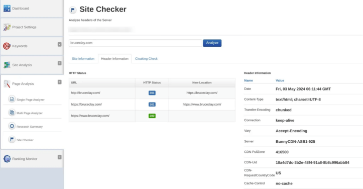 SEOToolSet Site Checker Tool.